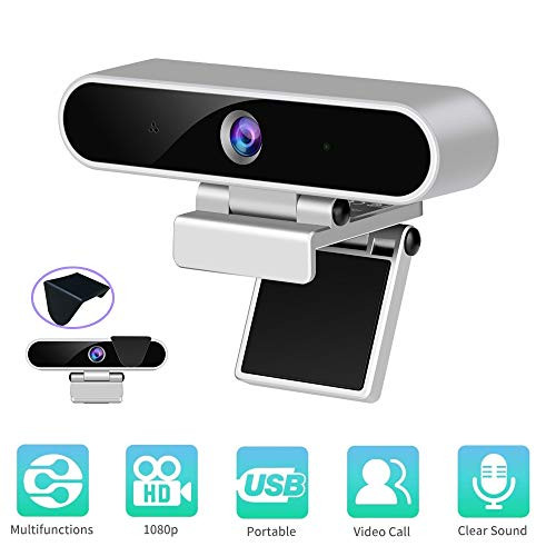 Webcam with Microphone, USB Camera with Privacy Cover, 1080P HD Streaming Computer Web Camera for Laptop Desktop Video Calling, Recording, Conferencing, Gaming