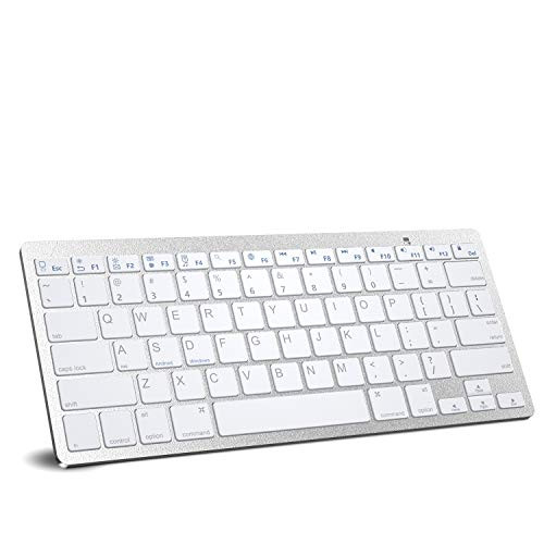 Carago Ultra-Slim Bluetooth Keyboard Compatible with iPad 10.2-inch/iPad Air/iPad 9.7-inch/iPad Pro/iPad Mini, iPhone and Other Bluetooth Enabled Devices Including iOS,Android, Windows (Silver)
