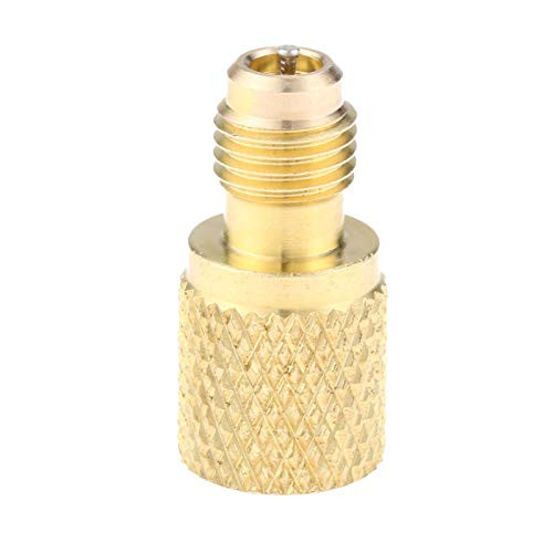 R134A Brass Adapter Fitting, 1/4" Male to 1/2" Female Acme Refrigerant Tank Adapterr with Valve Core, Fits for AC Refrigerant System