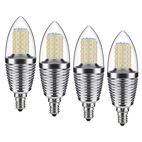Yiizon LED Candelabra Bulb, 12W LED Candle Bulbs, Daylight White 6000K Chandelier Bulbs, E12 Candelabra Base, 120V, 1200Lumens, Non-Dimmable 100-Watt Light Bulbs Equivalent, Torpedo Shape 4 Pack