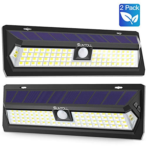 SUNTOLL Solar Lights Outdoor, 80 LED Solar Motion Sensor Security Lights, 3 Optional Modes Super Bright 270° Wide Angle, IP65 Wireless Waterproof Solar Lights for Front Door, Garage, Walkway (2Pack)