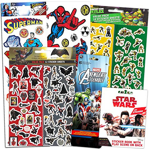 Superhero Stickers for Kids Boys Girls Set ~ Over 800 Licensed Super Hero Stickers on 40 Sheets Featuring Marvel Avengers, Spiderman, Justice League, Batman, Superhero and More (Party Favors Pack)