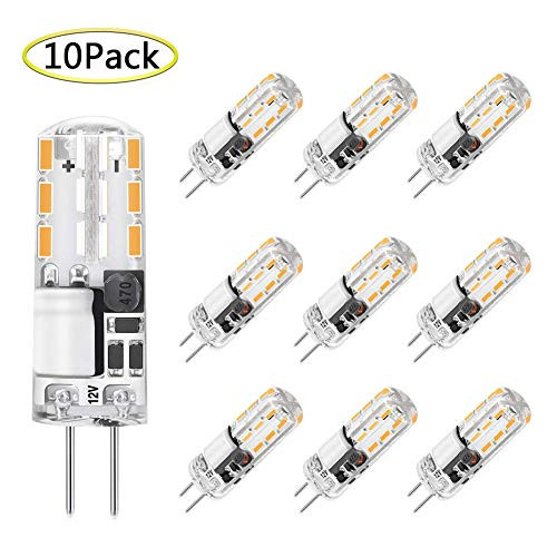 G4 LED Bulb Mini 1.5W G4 Bulb Equivalent to 10W T3 Halogen Track Bulb Replacement, AC/DC 12V G4 Bi-pin Base Warm White 3000K Light Bulb for RV, Puck Light, Under Cabinet Lighting (10 Pack)
