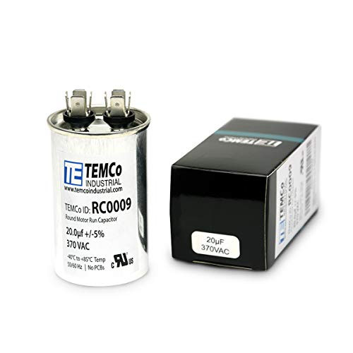 TEMCo Motor Run Capacitor RC0009-20 mfd 370 V VAC Volt 20 uf Round HVAC TEMCo AC Electric