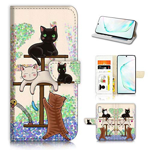for Samsung Note 10+, Galaxy Note 10 Plus, Designed Flip Wallet Phone Case Cover, A1944 Cartoon Cat