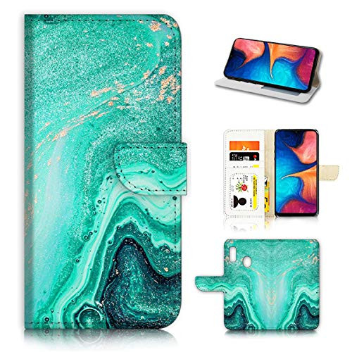 for Samsung A20, A30, Galaxy A20 A30, Designed Flip Wallet Phone Case Cover, A22006 Emerald Marble Crystal 22006