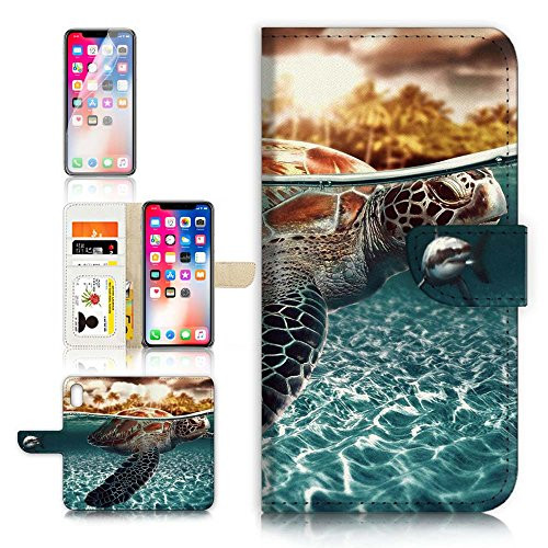 (for iPhone XR) Flip Wallet Case Cover & Screen Protector Bundle - A3247 Turtle