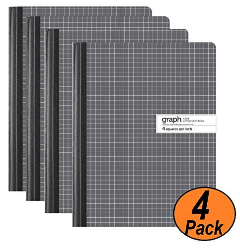 1InTheOffice Graph Composition Book, 9.75" x 7.5" Graph Paper Notebook, 100 Sheets"4 Pack"