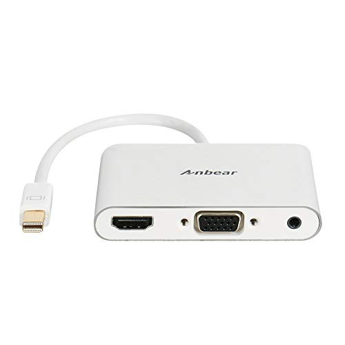 Mini DisplayPort to HDMI + VGA Adapter,Anbear Thunderbolt Port 2 to HDMI & VGA Converter Compatible with MacBook/MacBook air 2013-2015