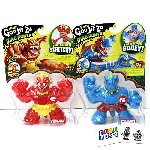 Heroes of Goo JIT Zu Series 3 (2 Pack) Blazagon, Tyro with 2 GosuToys Stickers New Dino Power Chomp Action Heroes of Goo JIT Zu Series 3 (2 Pack) Blazagon, Tyro with 2 GosuToys Stickers New Dino Power Chomp Action