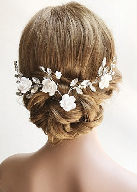 Missgrace Crystal Bridal Flower Headband Comb Wedding Hairpiece Hair Accessories -Women Evening Party Flower Crown