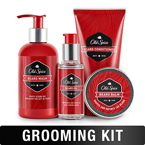 Old Spice, Beard Kit for Men - Oil, Balm, Shampoo, Wash, and Conditioner, Beard Care & Grooming Kit Old Spice, Beard Kit for Men - Oil, Balm, Shampoo, Wash, and Conditioner, Beard Care & Grooming Kit