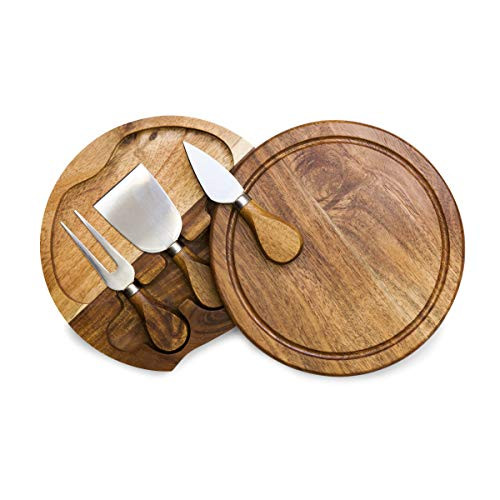 TOSCANA - a Picnic Time Brand Brie Acacia Wood Cheese Board Set with Cheese Tools