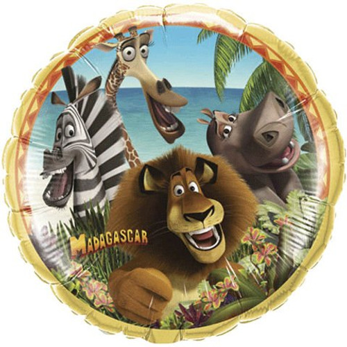 Madagascar 18" Qualatex Foil Balloon, Multicolor Madagascar 18" Qualatex Foil Balloon, Multicolor