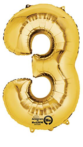 Anagram 28248 Number 3 Gold Foil Balloon 34",
