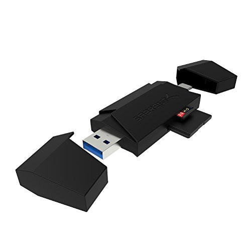 Sabrent 2-Slot Type-C OTG and USB 3.0 Flash Memory Card Reader for Windows, Mac, Linux, and Certain Android Systems - Supports SD, SDHC, SDXC, MMC/MicroSD, T-Flash [Black] (CR-UM4C)