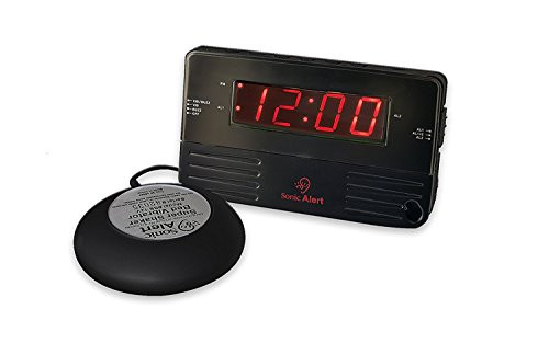 Sonic Alert Black Travel Shaking Vibrating Alarm Clock SB200ssb