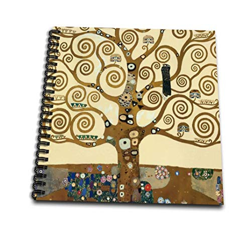 3dRose The Tree of Life 1909 by Gustav Klimt-Stylish Swirling Branches-Brown-Fine Art Deco Swirls-Mini Notepad, 4 by 4" (db_155632_3)