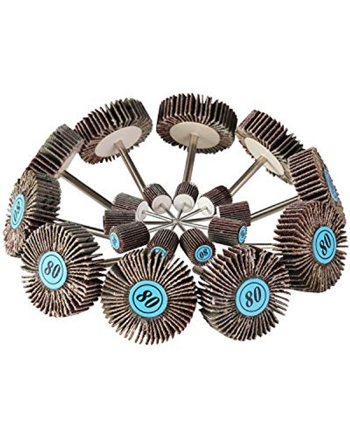 20 PCS Abrasive Flap Wheel Sander 1/8" Shank Diameter Aluminum Oxide Flap Sanding Wheel 80 Grit Abrasive Flap Grinding Wheels for Removing Rust, Deburring, Grinding Polishing