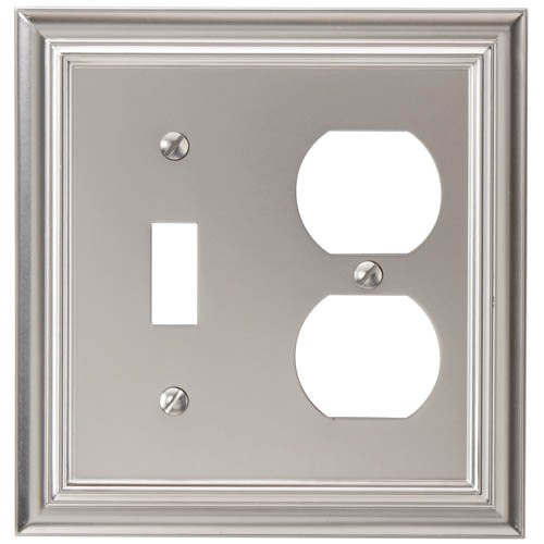 Amerelle 94TDN Continental Cast Metal Wallplate with 1 Toggle/1 Duplex Outlet, Satin Nickel