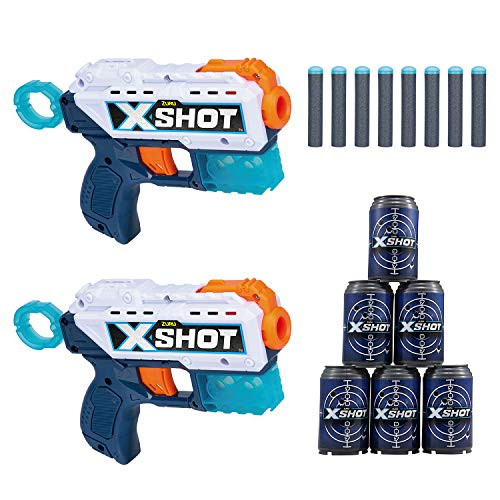 X-Shot Excel Double Kickback Foam Dart Blaster Combo Pack (8 Darts, 6 Cans) by ZURU