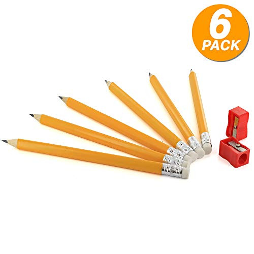 Emraw Pre Sharpened Triangular Primary Size No 2 Jumbo Pencils for Preschoolers, Elementary Kids - Pack of 6 Fat Pencils with Bonus Sharpener