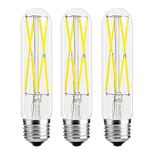 Leools Dimmable Edison Led Tubular Bulb T10,8W Vintage Led Filament Light Bulb 75W Incandescent, 4000K Daylight Glow,E26 Medium Base Lamp Bulb,3 Pack