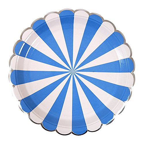 Meri Meri Blue Fan Stripe Plates Large