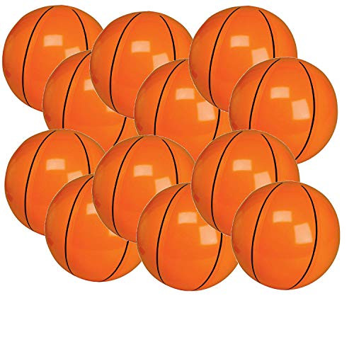 PlayO Basketballs Beachballs Inflatable - (Pack of 12) - Sports Themed Birthday Parties - Beach Ball Pool Party, Games - 16 Inch