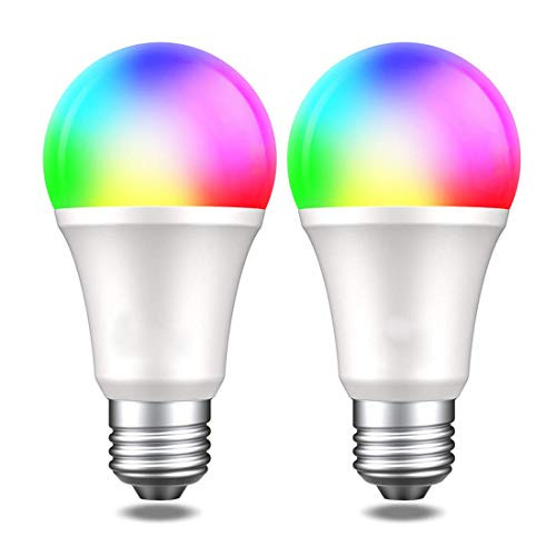 BETTERLITE Smart WiFi Light Bulb Compatible with Alexa and Google Home Assistant, LED RGB Color Changing,2700K 90W Equivalent, No Hub Required, A19 E26 Multicolor 2 Pack 10W LED Light Bulbs (COLORE2)