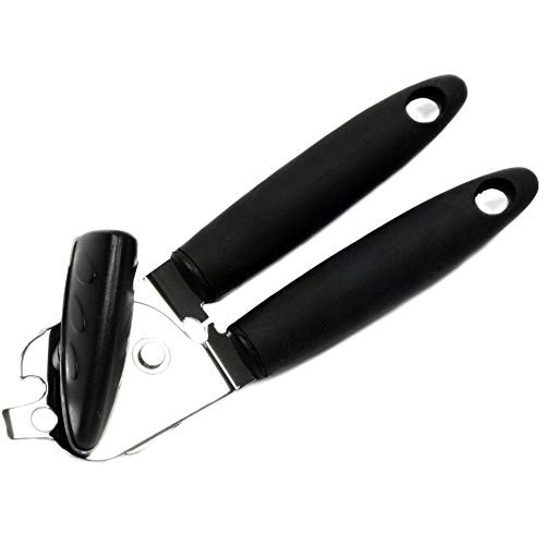 Chef Craft 22027 Heavy Duty Stainless Steel Can Opener with Soft Grip Handle, 8-inch, Black