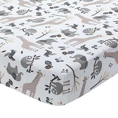 Lambs & Ivy Baby Jungle Animals White/Gray/Taupe Cotton Fitted Crib Sheet Lambs & Ivy Baby Jungle Animals White/Gray/Taupe Cotton Fitted Crib Sheet