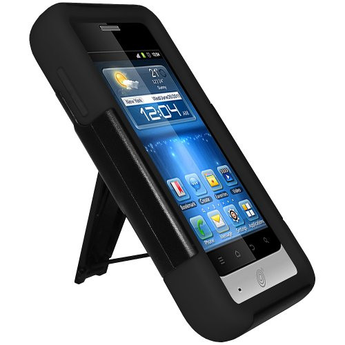 Amzer Double Layer Hybrid Case Cover with Kickstand for ZTE ILLUSTRA Z788G - Retail Packaging - Black Amzer Double Layer Hybrid Case Cover with Kickstand for ZTE ILLUSTRA Z788G - Retail Packaging - Black