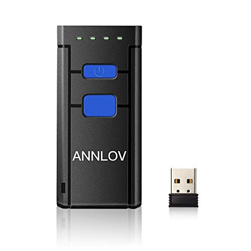 ANNLOV Bluetooth Barcode Scanner,Compatible with Wireless Function & 2.4GHz Wireless & Wired Connection, Portable 1D Barcode Reader Work with Windows, Mac,Android, iOS Phones, Tablets or Computers