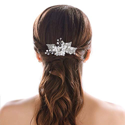 Jovono Bride Wedding Hair Comb Bridal Headpieces Beaded Rhinestone Hair Accessories for Women and Girls (Silver) Jovono Bride Wedding Hair Comb Bridal Headpieces Beaded Rhinestone Hair Accessories for Women and Girls (Silver)