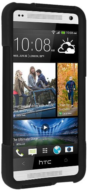Amzer AMZ96185 Amzer Double Layer Hybrid Case Cover with Kickstand for HTC One Mini M4 - Skin - Retail Packaging - Black/ Black