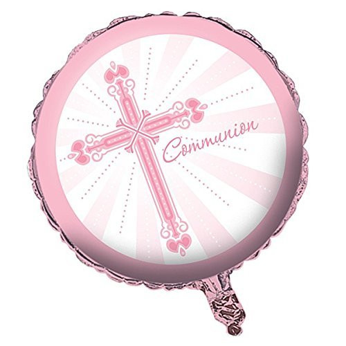 Creative Converting 40218 Blessings Pink 18" Round Foil Balloon Party Supplies, Multicolor