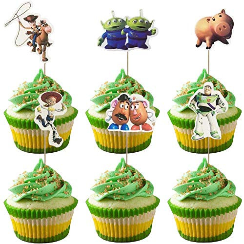48PCS Toy Story Cupcake Toppers Party Cake Toppers, Toy Story Happy Birthday Party Supplies Cake Decorations for fans Toy Story Theme Party, Kids Birthday Party