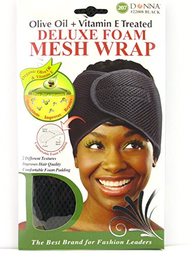 Donna Deluxe Foam Mesh Wrap, Black, Olive Oil + Vitamin E Treated