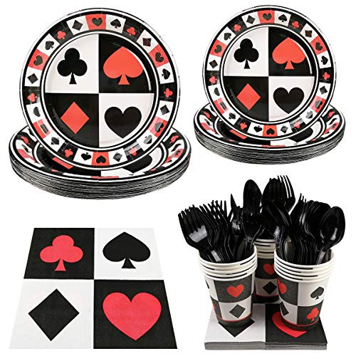Casino Party Supplies Set - Serves 16 Guest Includes Party Plates, Spoons, Forks, Cups, Napkins Party Pack Perfect for Poker Casino Night Themed Birthday Poker Events Parties Decorations Casino Party Supplies Set - Serves 16 Guest Includes Party Plates, Spoons, Forks, Cups, Napkins Party Pack Perfect for Poker Casino Night Themed Birthday Poker Events Parties Decorations