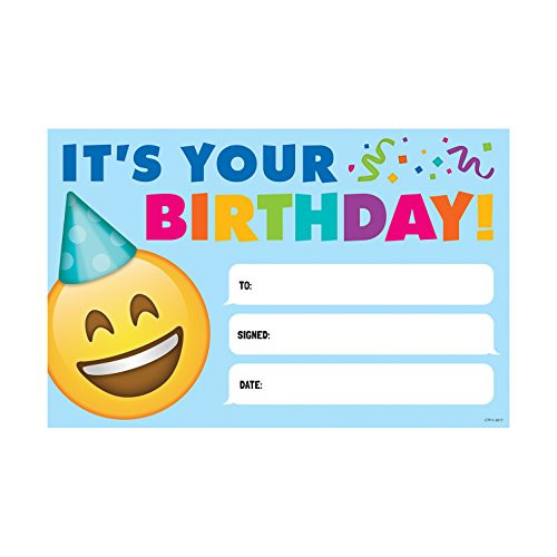 Creative Teaching Press Award, Incentive Emoji Fun Happy Birthday Award, Small, Ctp 0696 with