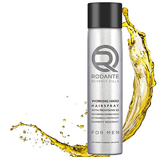 Rodante Beverly Hills Premium Hairspray | Humidity Resistant Fast Drying Natural Pro-Vitamin B5 Low Alcohol | Medium Hold Travel Size For Men 10 oz