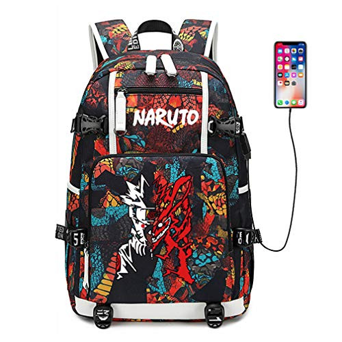 YOYOSHome Anime Naruto Cosplay Bookbag Daypack Backpack Laptop School Bag with USB Port