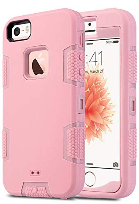 ULAK iPhone 5S Case, iPhone 5 Case,iPhone SE Case, Knox Armor Heavy Duty Shockproof Sport Rugged Drop Resistant Dustproof Protective Cover for Apple iPhone 5 5S SE -Rose Gold(Not fit iPhone SE 2020)