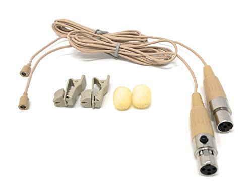 Pair of Lavalier Lapel Mics w/ 4 pin mini XLR TA4F for Shure wireless