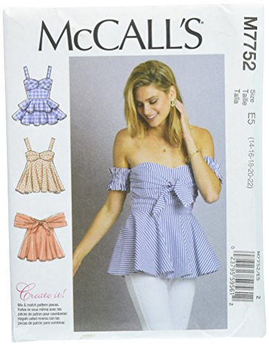 McCall's Patterns M7752E50 Tops Sewing Pattern E5 (14-16-18-20-22)