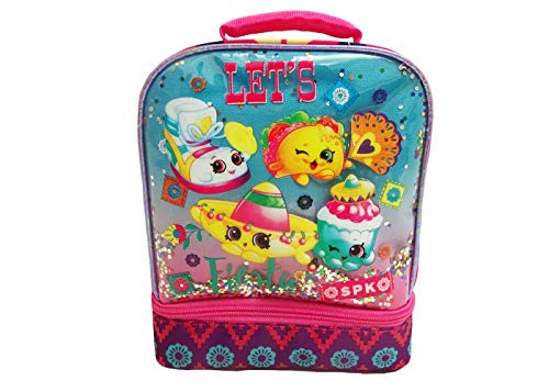 Shopkins Dual Compartment Lunch Bag - Pink/Turquoise"Let's Fiesta"