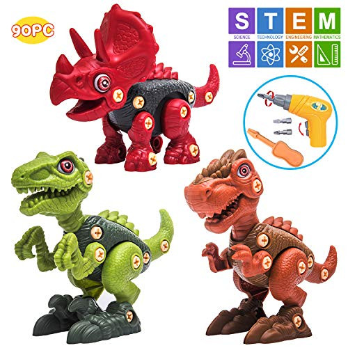 Dinosaur Building Take Apart Toy with Electric Drill and Screwdriver - T-Rex Tyrannosaurus, Triceratops, Raptor Dinosaur Toys, Stem Learning Educational Toy, Gift for 3, 4, 5 year old Boys & Grils Dinosaur Building Take Apart Toy with Electric Drill and Screwdriver - T-Rex Tyrannosaurus, Triceratops, Raptor Dinosaur Toys, Stem Learning Educational Toy, Gift for 3, 4, 5 year old Boys & Grils