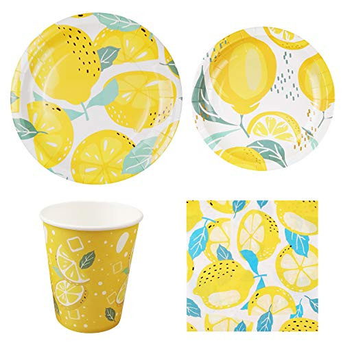 Cieovo Lemon Party Supplies Set - Serves 16 Guest Includes Party Dinner Plate, Dessert Plate, Cups, Napkins Party Pack Perfect for Summer Lemon Birthday Baby Shower Wedding Party Decorations Cieovo Lemon Party Supplies Set - Serves 16 Guest Includes Party Dinner Plate, Dessert Plate, Cups, Napkins Party Pack Perfect for Summer Lemon Birthday Baby Shower Wedding Party Decorations