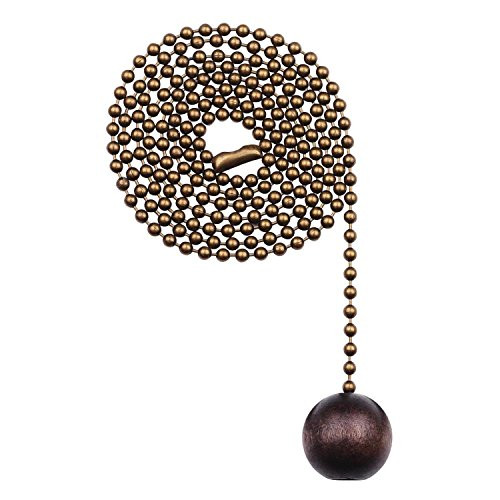 Westinghouse Lighting 7729000 Walnut Wooden Ball Pull Chain, Antique Brass Finish